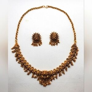 Gold-Toned Necklace and Earring Set